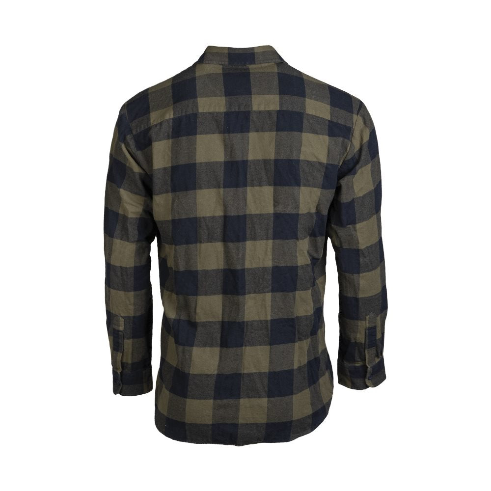 Camisa leñador MIL-TEC ligera de algodón verde y negra con bolsillos de pecho y puños ajustables