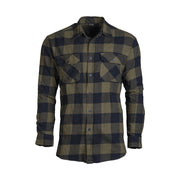 Camisa leñador MIL-TEC ligera de algodón verde y negra con bolsillos de pecho y puños ajustables