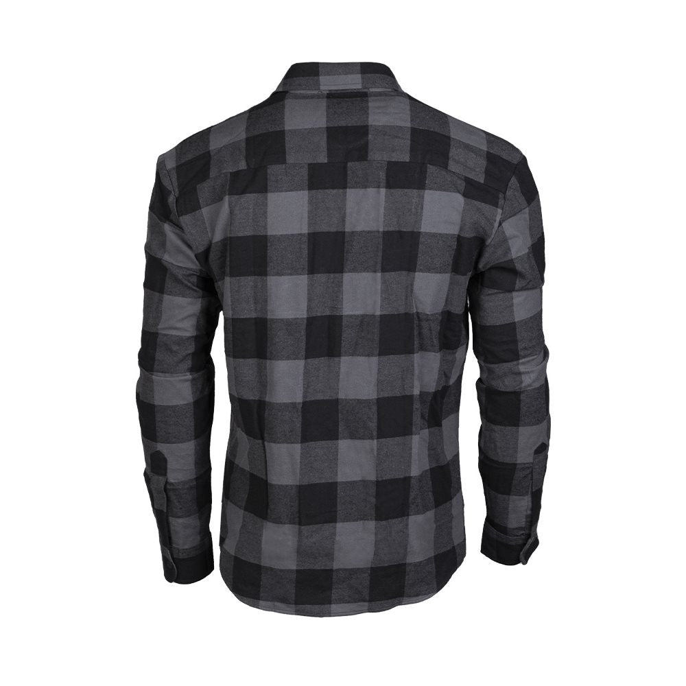 Camisa leñador MIL-TEC verano gris/negra de algodón transpirable con botones y dos bolsillos de pecho