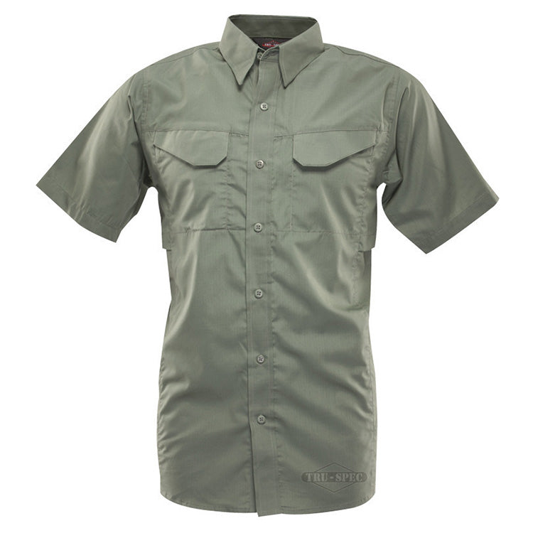 Camisa 24-7 FIELD manga corta rip-stop verde con ventilación en las axilas