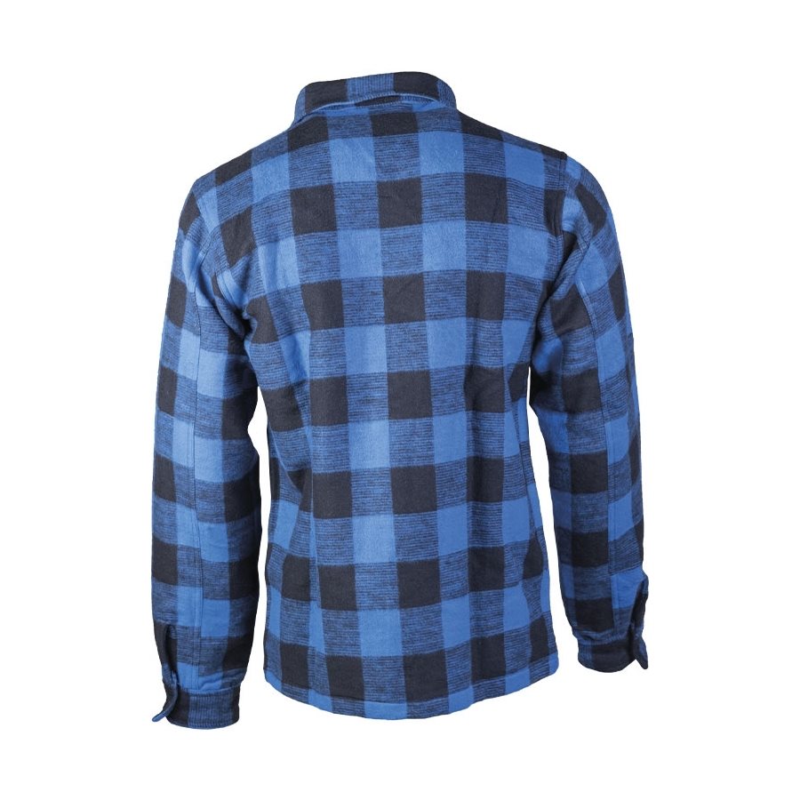 Camisa leñador azul y negra de cuadros con botones, algodon 330 g/m²