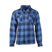 Camisa leñador azul y negra de cuadros con botones, algodon 330 g/m²