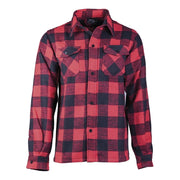 Camisa de leñador roja y negra a cuadros, algodón 330 g/m², manga larga y cierre de botones