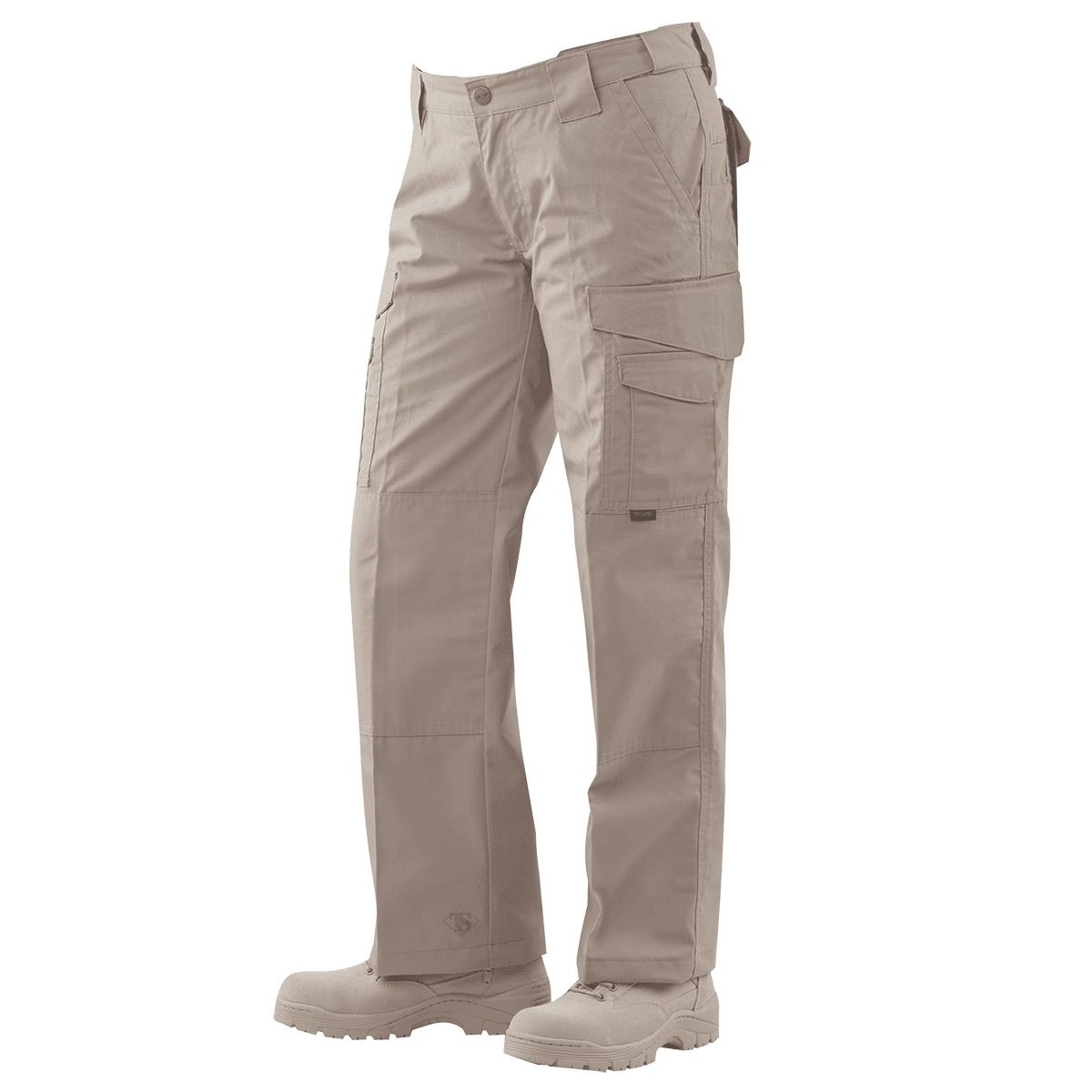 Pantalones tácticos mujer 24-7 rip-stop color khaki, diseño de bolsillos y cintura elástica