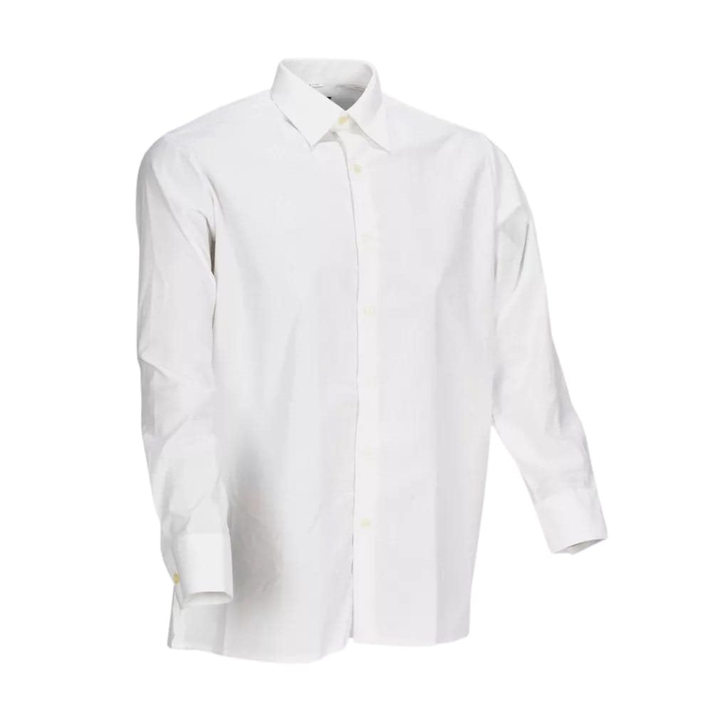 Camisa blanca manga larga clásica, 58% algodón 42% poliéster