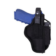 Funda para pistola reversible negra con espacio para un cargador, fabricada en poliéster 600D