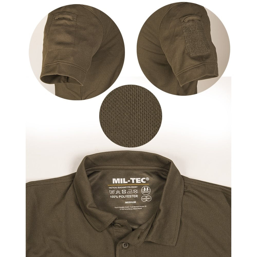 Polo TACTICA QUICK DRY manga corta verde con panel VELCRO