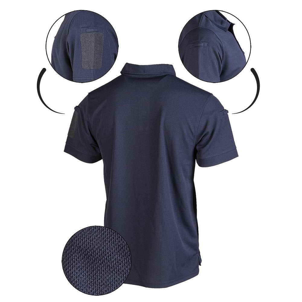 Polo táctico MIL-TEC manga corta secado rápido con panel VELCRO y dos bolsillos