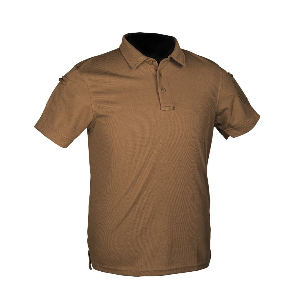 Polo táctico MIL-TEC TACTICAL QUICK DRY manga corta color coyote con panel VELCRO