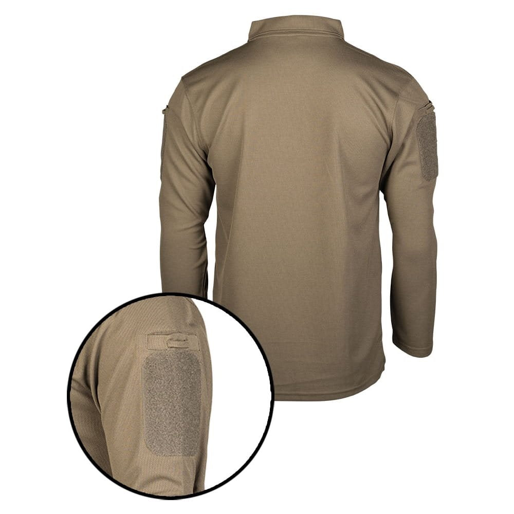 Poloshirt táctico MIL-TEC manga larga verde con panel VELCRO y dos bolsillos pequeños