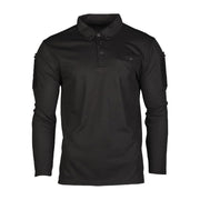 Polo táctico negro manga larga MIL-TEC con panel VELCRO y bolsillos