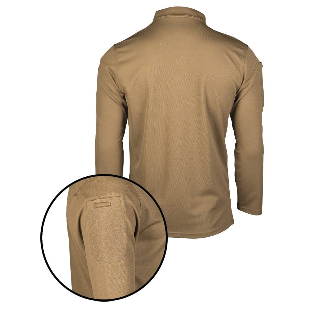 Polo táctico secado rápido manga larga color COYOTE de MIL-TEC