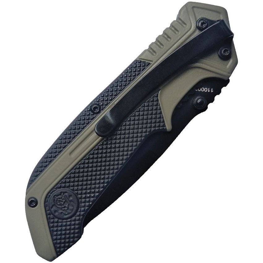 Cuchillo plegable 1100036 con filo combinado y hoja de acero 8Cr13MoV