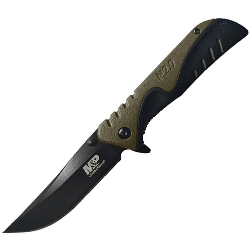 Navaja plegable M&P 1100042 con hoja clip point negra y LinerLock