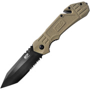 Navaja táctica M&P 1100076, hoja tanto combinada negra con cortador