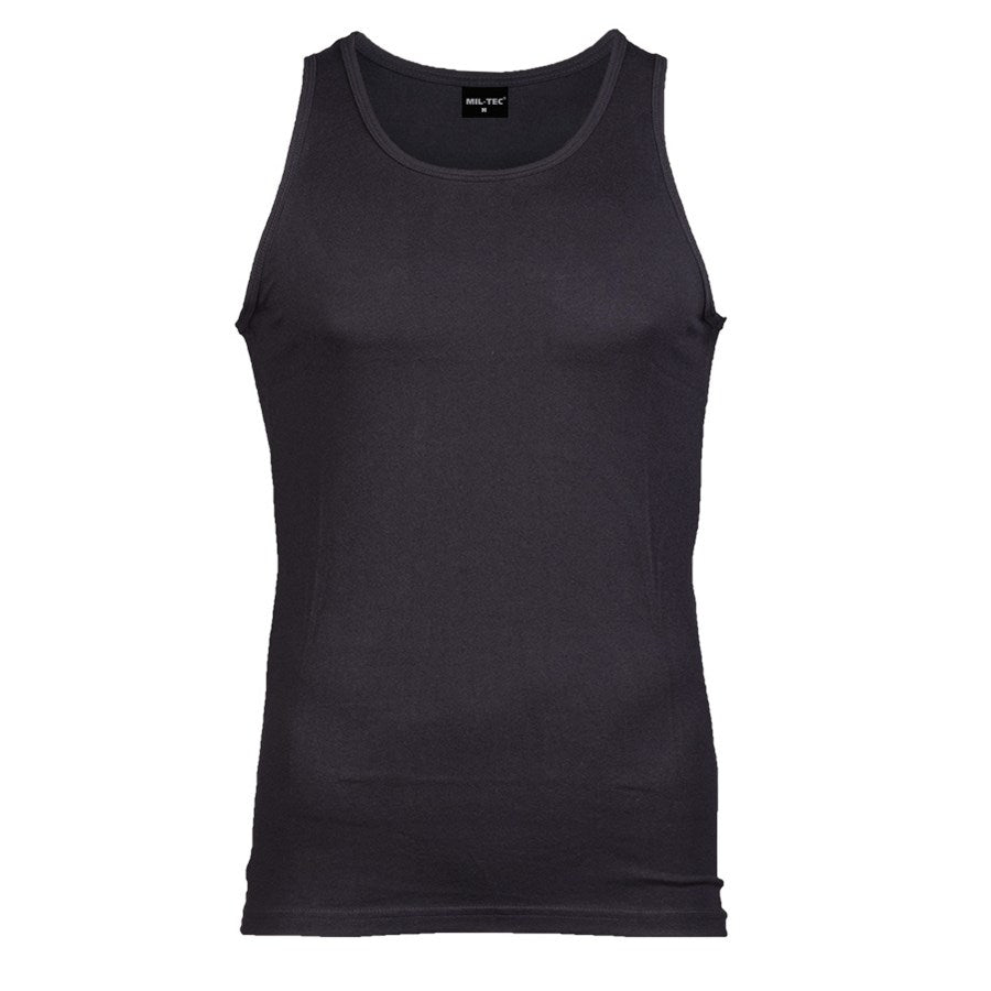 Camiseta sin mangas negra Mil-Tec 100% algodón (140-145 g/m2)