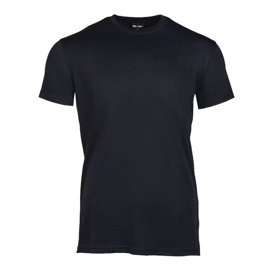Camiseta negra estilo US Army, manga corta, 100% algodón, cuello reforzado
