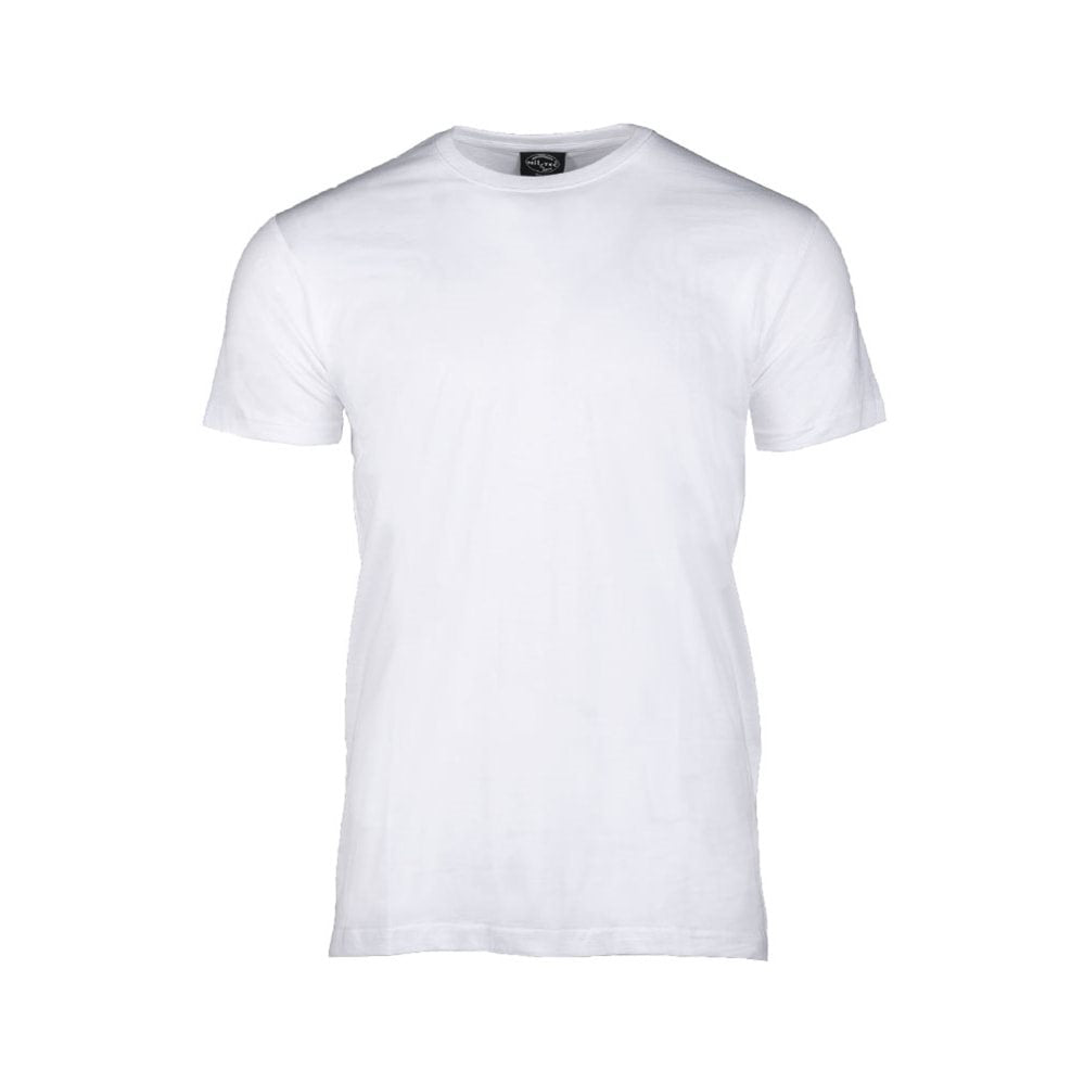Camiseta blanca manga corta estilo Ejército EE UU, 100% algodón, cuello reforzado