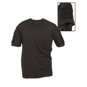 Camiseta TACTICAL negra 100% algodón con bolsillo de velcro en la manga
