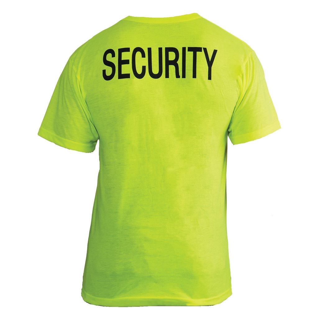 Camiseta verde SECURITY manga corta con logos en pecho y espalda