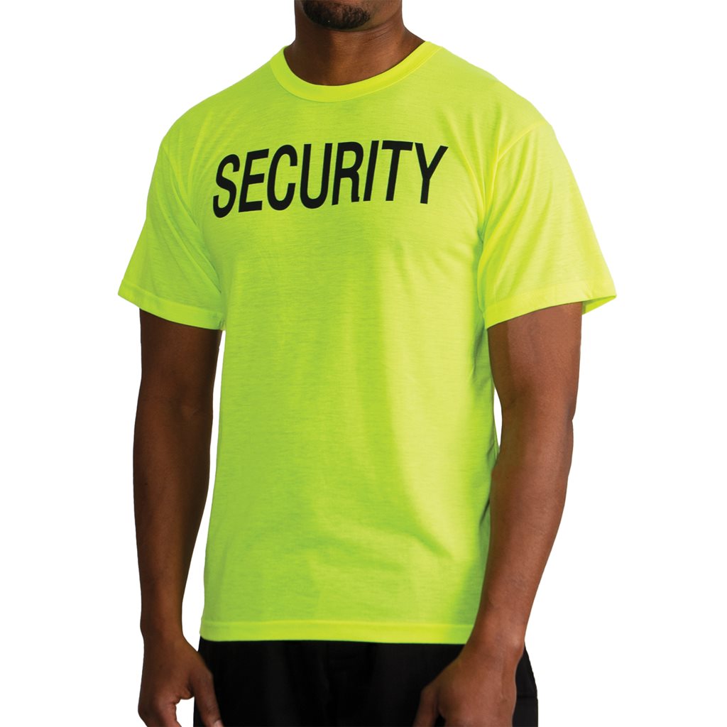 Camiseta verde SECURITY manga corta con logos en pecho y espalda