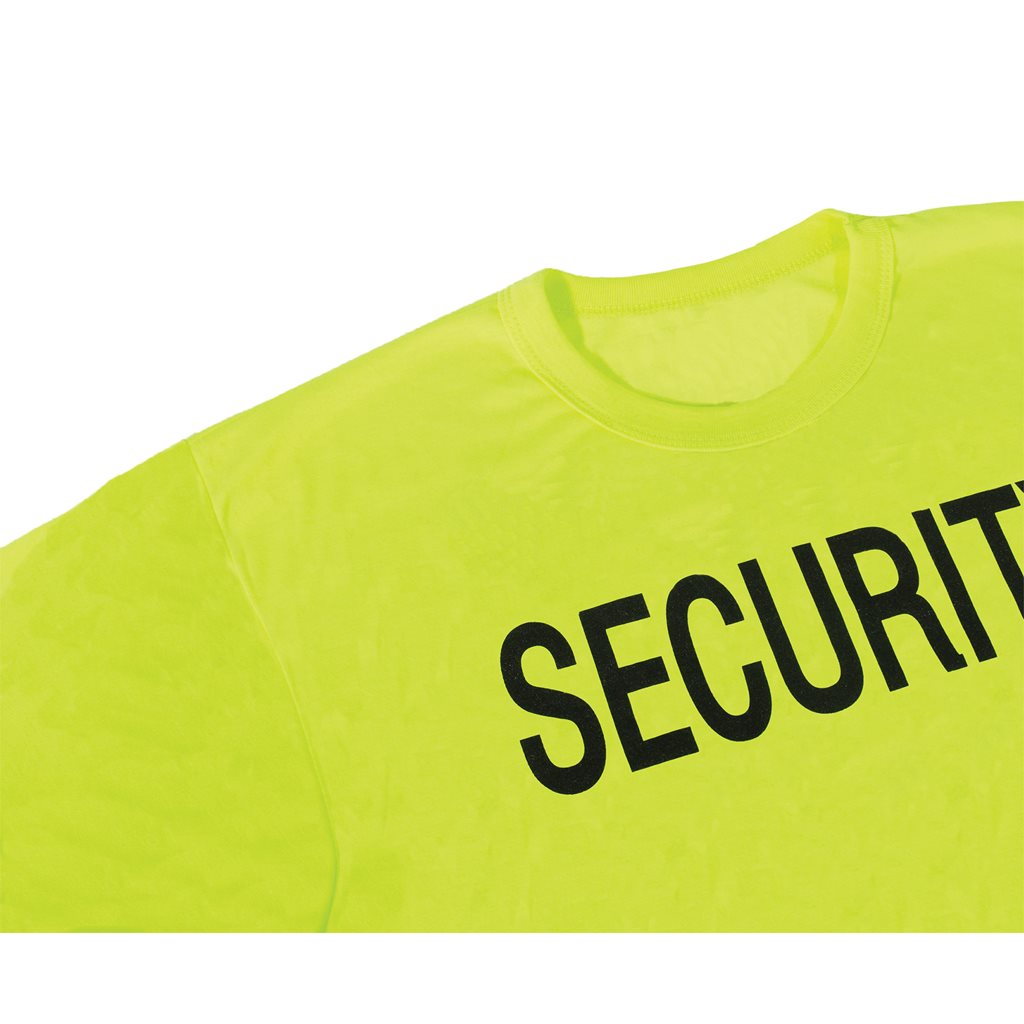Camiseta verde SECURITY manga corta con logos en pecho y espalda