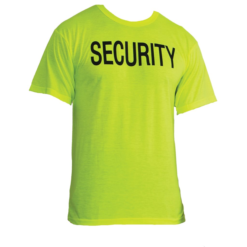 Camiseta verde SECURITY manga corta con logos en pecho y espalda