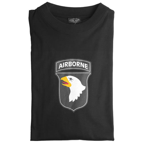 Camiseta negra 101 AIRBORNE, manga corta, corte moderno, estampado, 100% algodón JERSEY 200g/m2