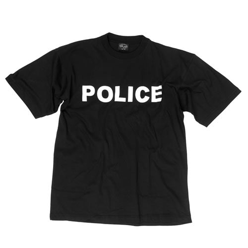 Camiseta negra de manga corta con estampado 'POLICE' de MIL-TEC
