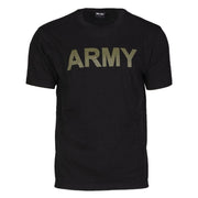 Camiseta negra con estampado ARMY, manga corta, algodón JERSEY 140-145 g/m²