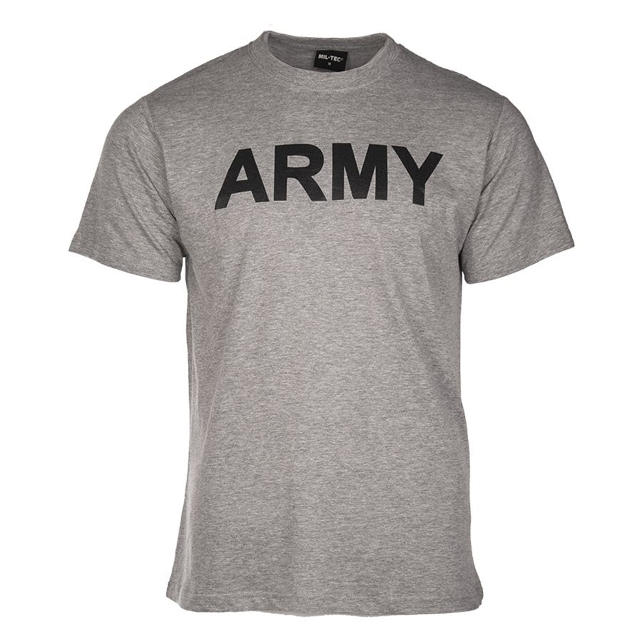 Camiseta gris de manga corta con estampado negro 'ARMY' (11063008)