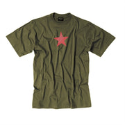 Camiseta verde oliva de manga corta con estampado RED STAR