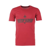 Camiseta roja de manga corta con motivo TOP GUN en el pecho