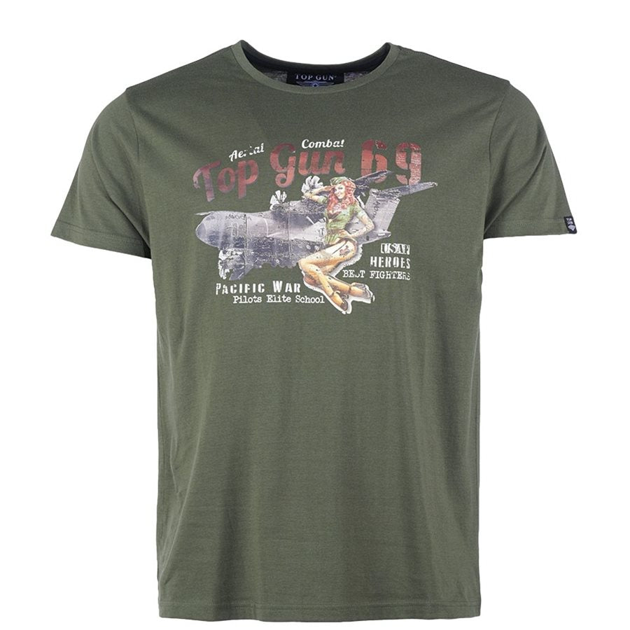 Camiseta manga corta con motivo PIN UP aeronáutico en el pecho