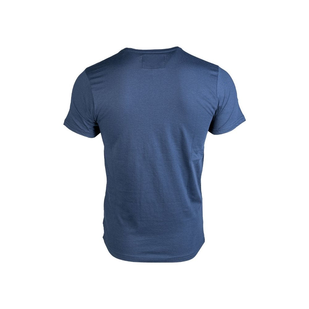 Camiseta azul de manga corta con motivo PIN UP en el pecho.