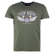 Camiseta verde PILOTS ELITE SCHOOL con motivo de aviación en el pecho