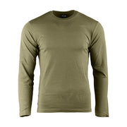 Camiseta verde de manga larga estilo US Army, 100% algodón