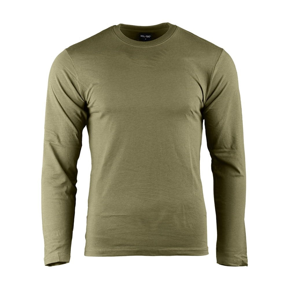 Camiseta verde de manga larga estilo US Army, 100% algodón
