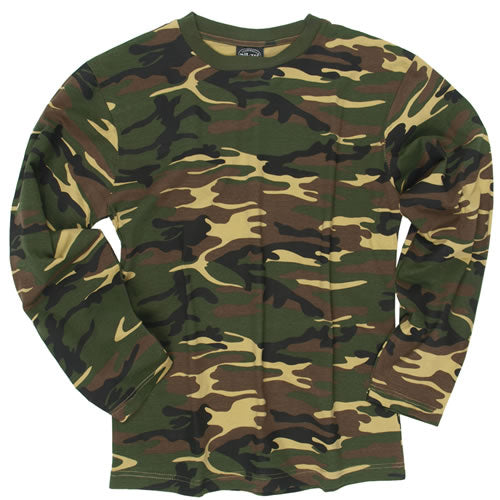 Camiseta manga larga estilo US Army patrón woodland 100% algodón
