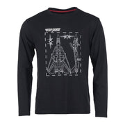 Camiseta negra de manga larga TOP GUN de MIL-TEC con motivo en el pecho