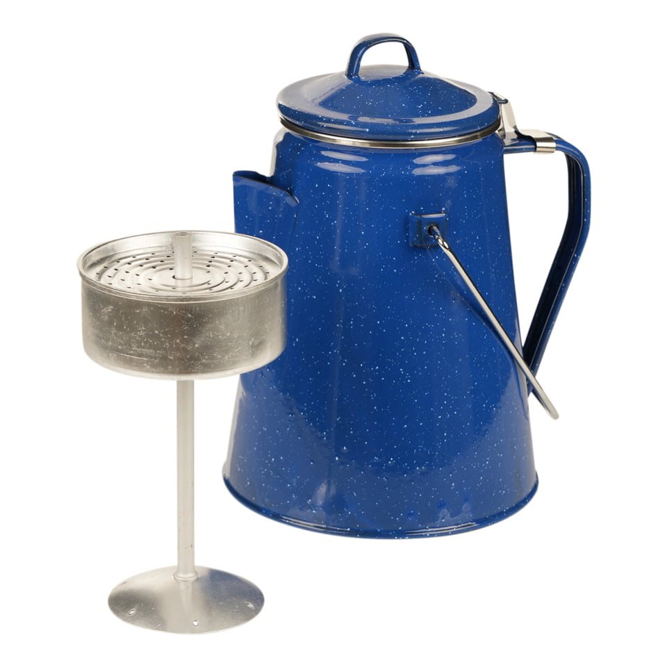 Hervidor esmaltado azul WESTERN 2 L con percolador, borde y asa plateados