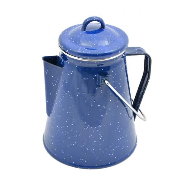 Hervidor esmaltado azul WESTERN 2 L con percolador, borde y asa plateados