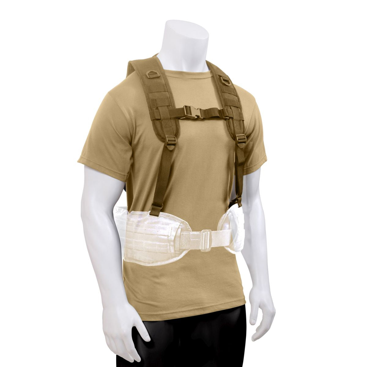 Tirantes tácticos Treky Battle Harness negros con panel velcro en la espalda y cintas MOLLE, poliéster 600D