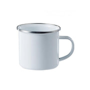 Taza esmaltada blanca 350 ml con borde de acero inoxidable (imagen del producto)