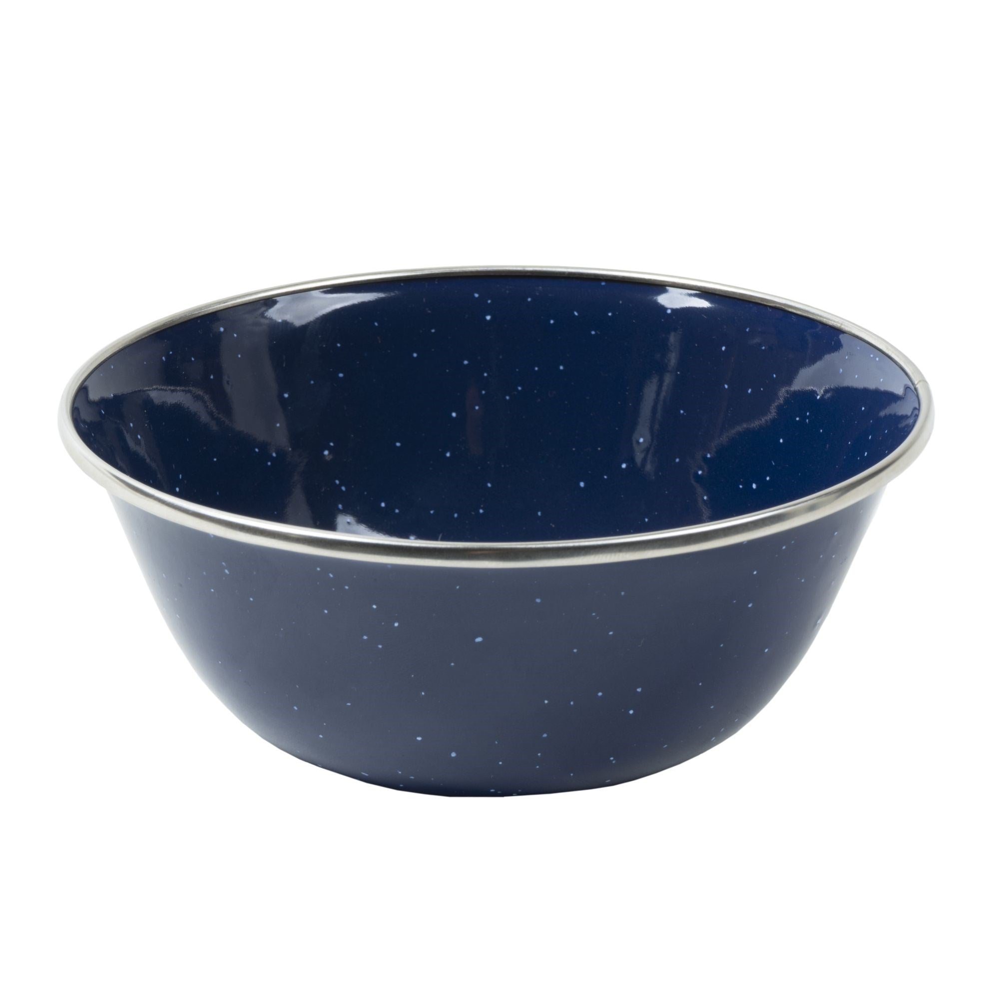 Cuenco esmaltado azul con borde plateado, 100 g, ideal para camping y actividades al aire libre