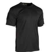Camiseta táctica Quick Dry negra manga corta con paneles de velcro 100 x 70 mm