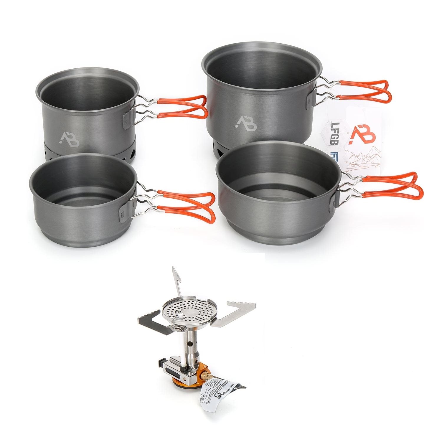 Set de cocina STAR X1: 2 recipientes (pequeño y mediano) y hornillo de gas, diseño robusto y ligero
