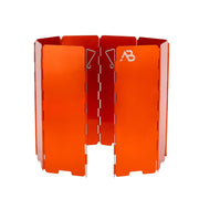Pantalla cortavientos plegable naranja de 8 láminas para hornillos de camping con funda de transporte