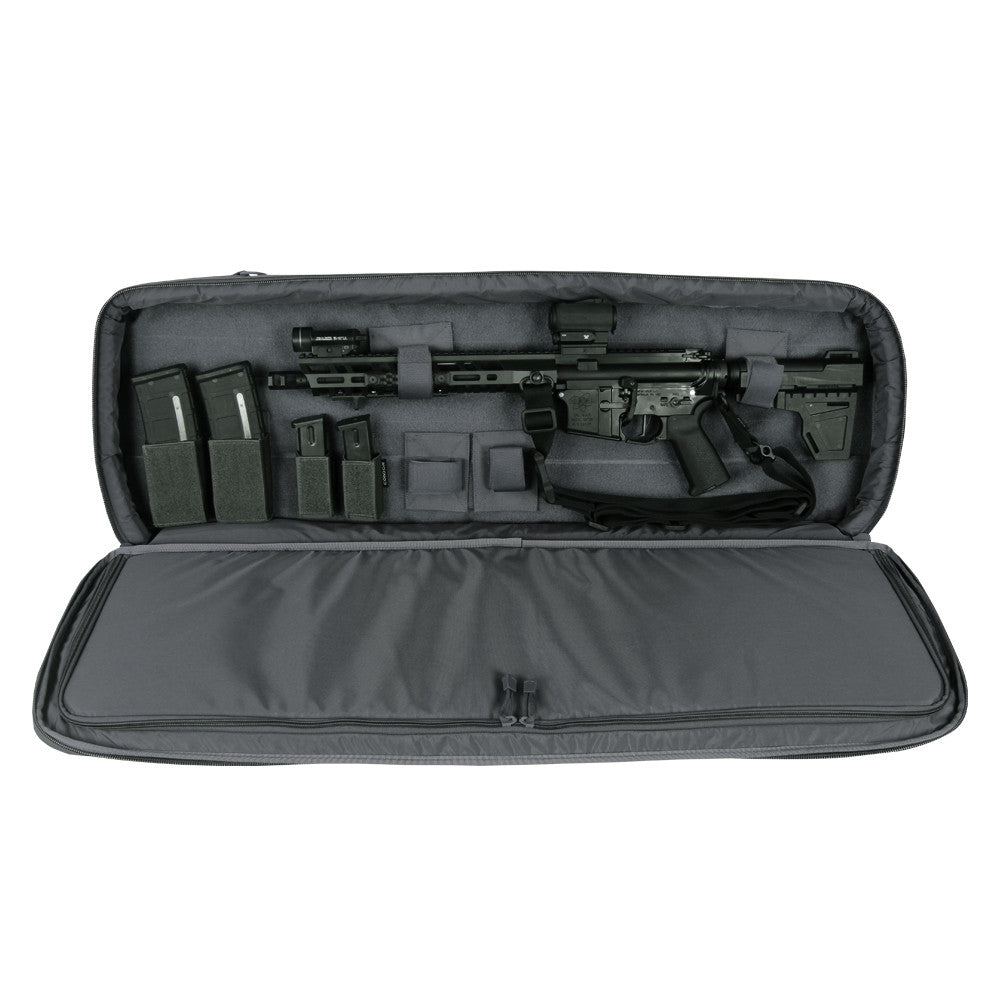 Bolsa para rifle JAVELIN negra vista frontal, funda para arma larga con interior VELCRO