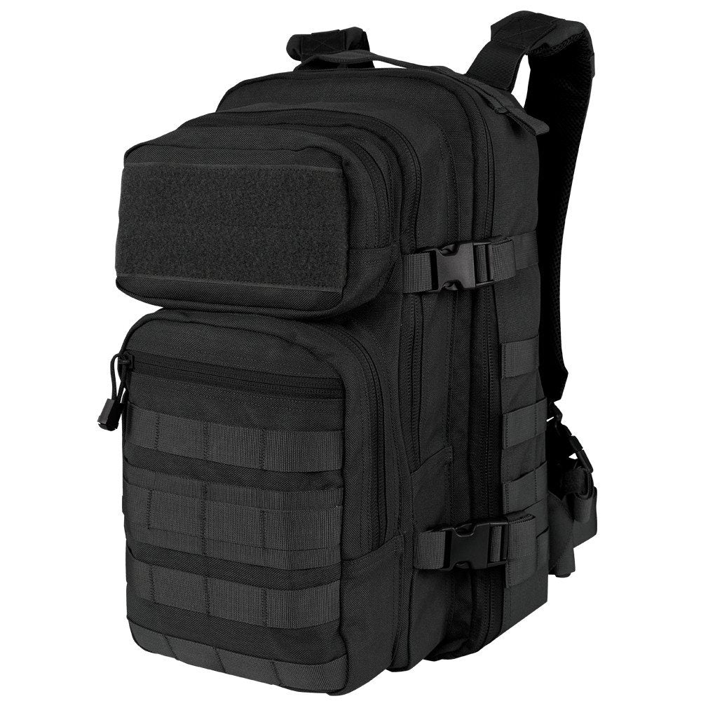 Mochila ASSAULT COMPACT Gen II negra con sistema de transporte y bolsillos frontales